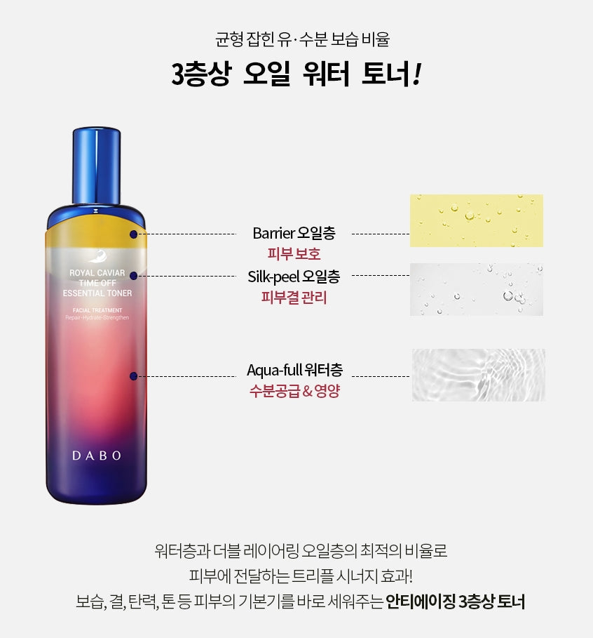 DABO Royal Caviar Time Off Essential Toner Whitening Moisture Wrinkles
