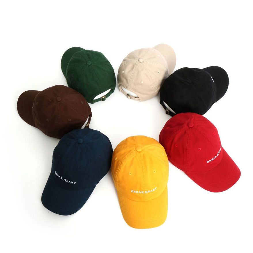 Breakheart Typo Embroidery Baseball Caps Hats Unisex Mens Womens 100% Washed Cotton Adjustable Korean Style Fashion Accessories