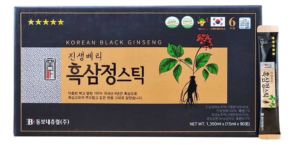 Dongbo Korean Black Ginseng Berry 90 Sticks 15ml Health Supplements 6 Years Old Immunity Gifts Drinks