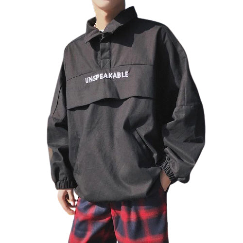 Black UNSPEAKABLE Graphic Jackets Mens Streetwear Tops Kpop Fashion