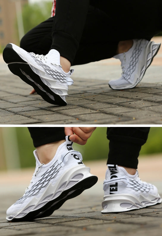 White Knit Athletic Sneakers Mens Shoes Casual Running Essentials