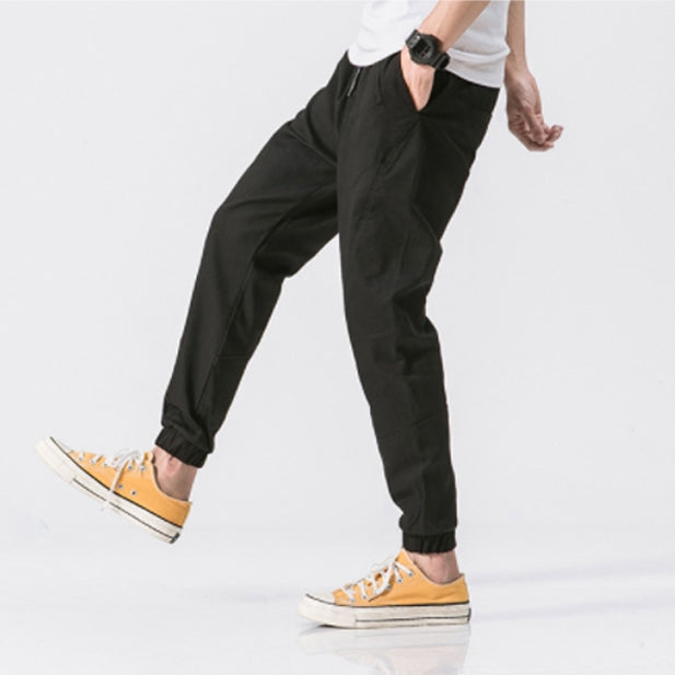 Black Joggers Pants Cotton Waistband Mens Trousers Casual Streetwear