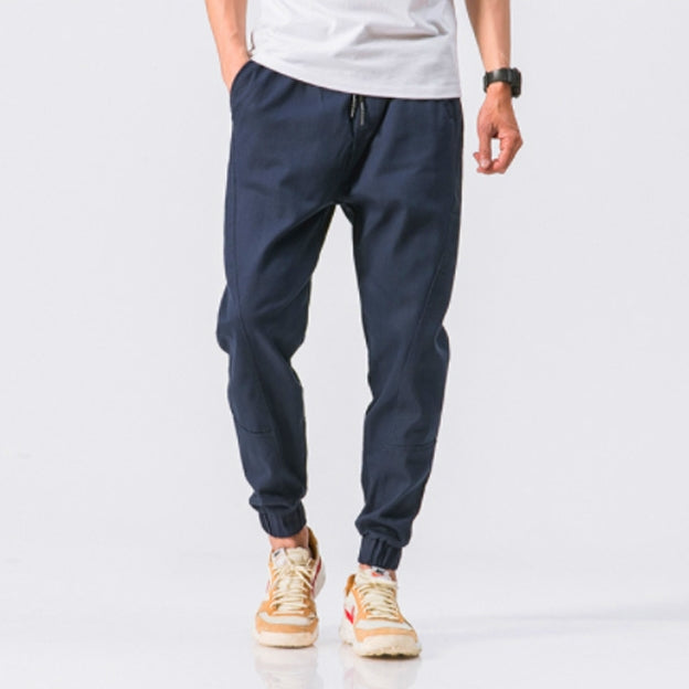 Navyblue Jogger Pants Cotton Waistband Mens Trousers Casual Streetwear