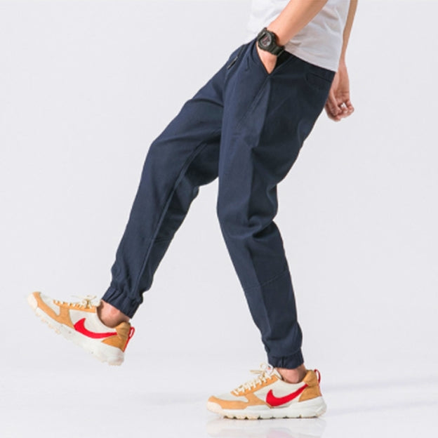 Navyblue Jogger Pants Cotton Waistband Mens Trousers Casual Streetwear