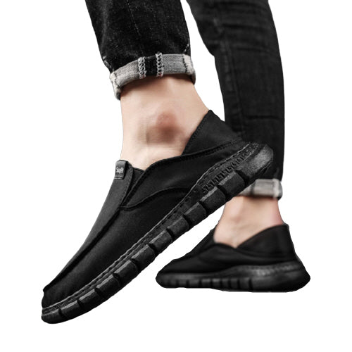 Black Slip-Ons Sneakers Mens Casual Shoes Stylish Guys Comfort Cotton