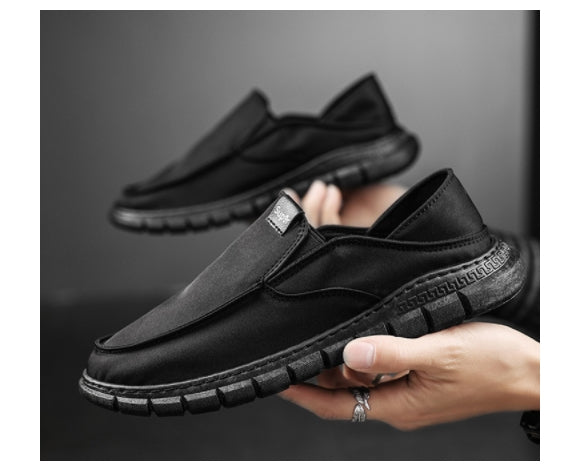 Black Slip-Ons Sneakers Mens Casual Shoes Stylish Guys Comfort Cotton