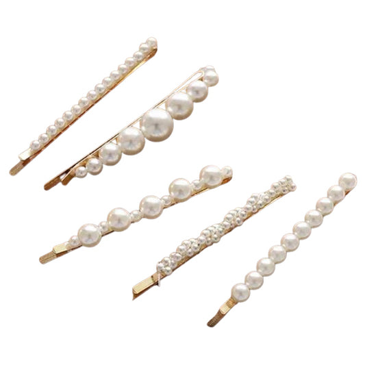 5pcs/Lot Big Small Pearl Beads Hair Clips Hairpins For Women Girls