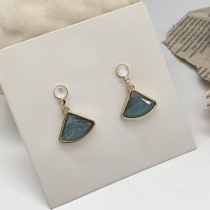 Blue Bling Triangle Cubic Drop Earrings Gifts Korean Jewelry Womens Accessories Luxury Fashion Dating Party Clubber Elegant Wedding Lovely Dinner Accessory