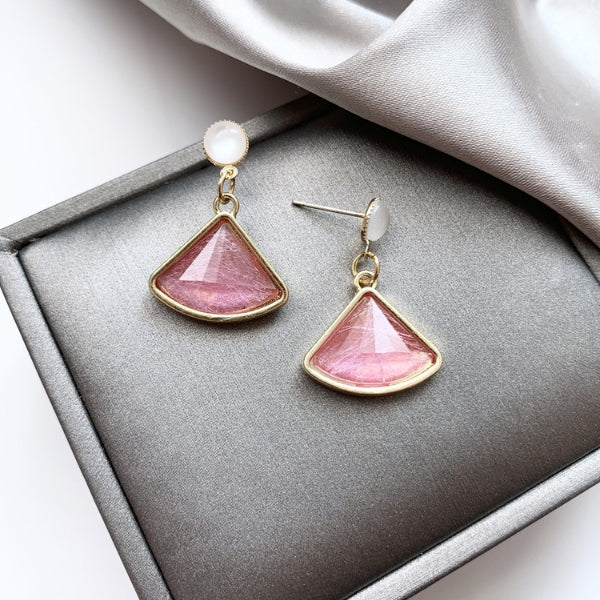 Round Edge Cubic Earrings Gift Korean jewelry Womens Accessories