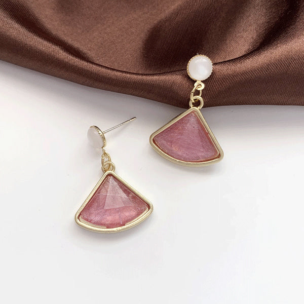 Round Edge Cubic Earrings Gift Korean jewelry Womens Accessories