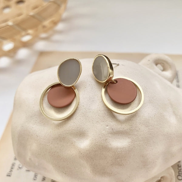 Double Layered gold earrings Gift Korean jewelry Womens Accessories