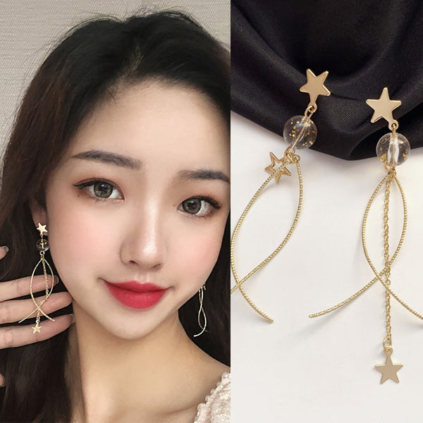 Wave Star Drop Earrings Gift Korean jewelry Womens Accessories Fashion