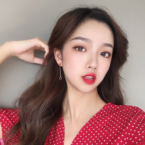 Unvalence Rosegold Heart Drop Earrings Gift Korean Womens Accessories