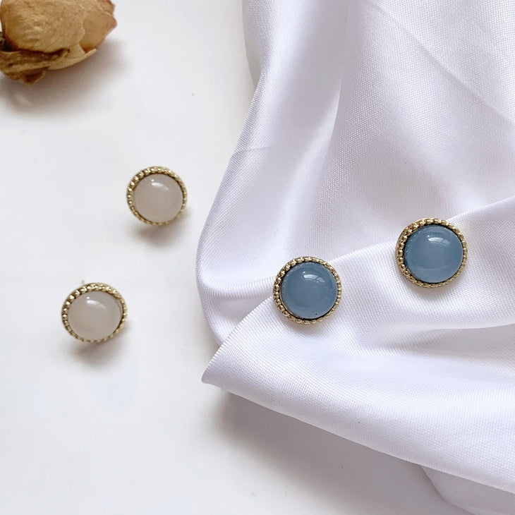 Blue Yellow Bling Rounded Earrings Gifts Korean Jewelry Womens Accessories Luxury Fashion Dating Party Clubber Elegant Wedding Lovely Accessory