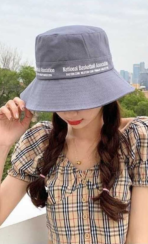 Unisex Typo Vintage Bucket Hats Cotton Korean Fashion Accessory Casual