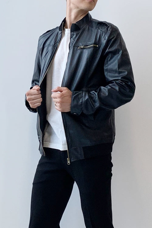 Black Faux Leather Jackets Mens Motorcycle Biker Kpop Fashion Clothes