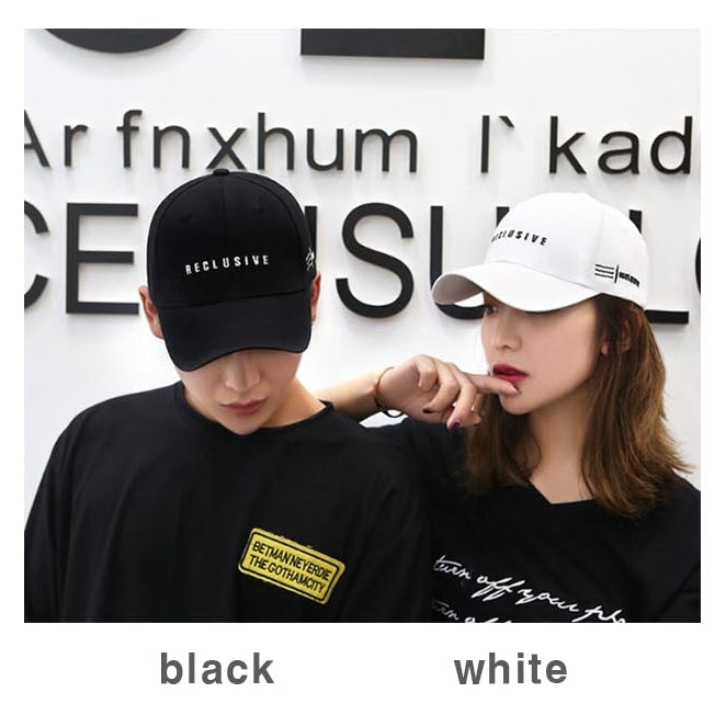 White RECLUSIVE Graphic Baseball Caps Kpop Style Unisex Cotton Hats