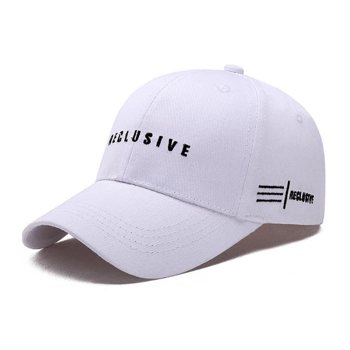 White RECLUSIVE Graphic Baseball Caps Kpop Style Unisex Cotton Hats