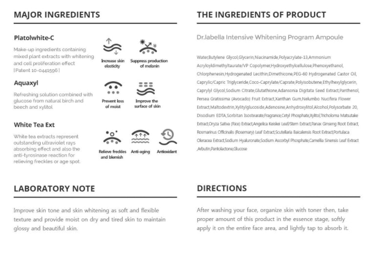 Dr.labella Intensive Whitening Program Ampoule 30ml Beauty Cosmetics