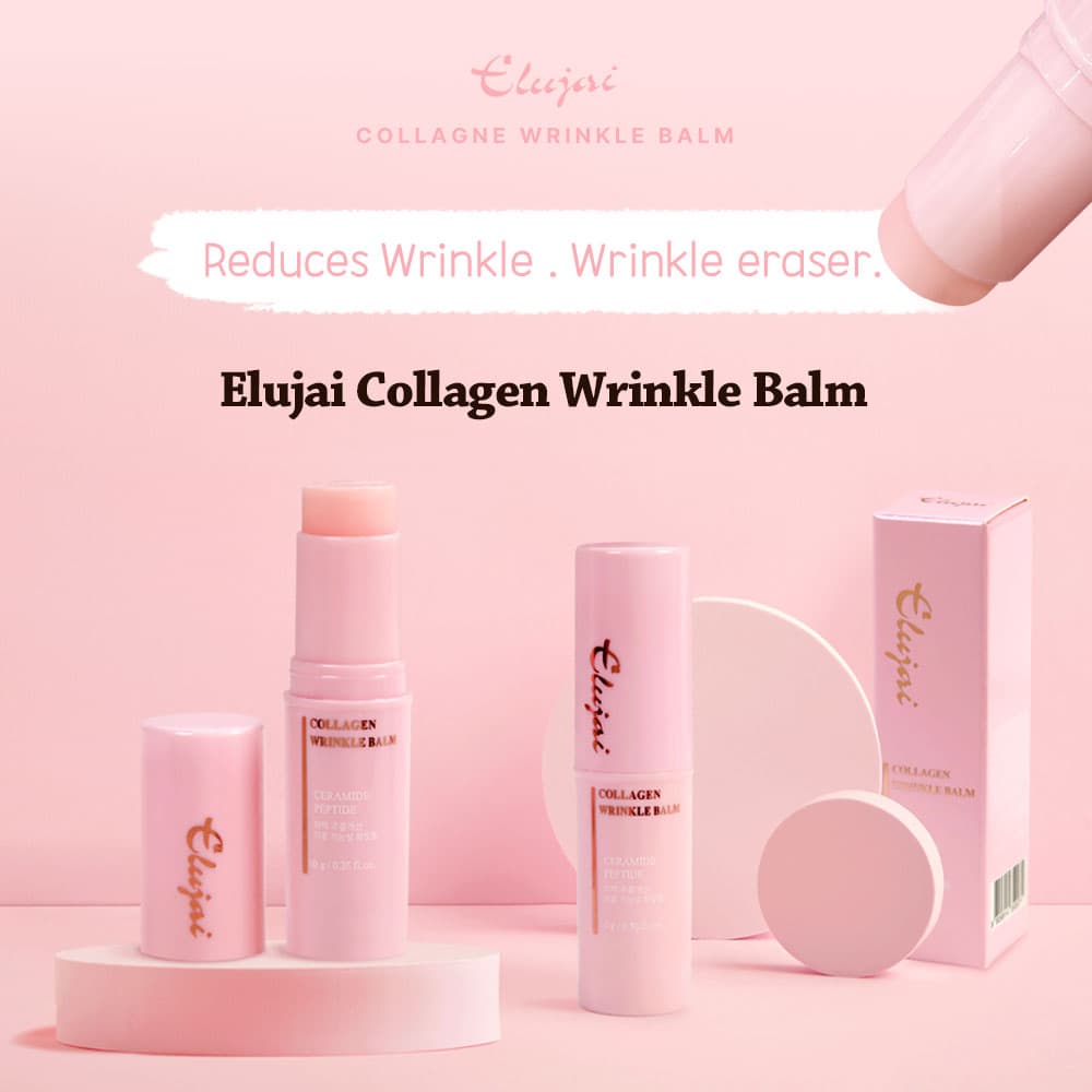 4 SETs ELUJAI Collagen+Vitamin Wrinkles Balms 10g+10g Dry Skincare Moisture Anti Ageing Finelines Hyaluronic Acid Elasticity Whitening Soothing Ice Cooling Effects