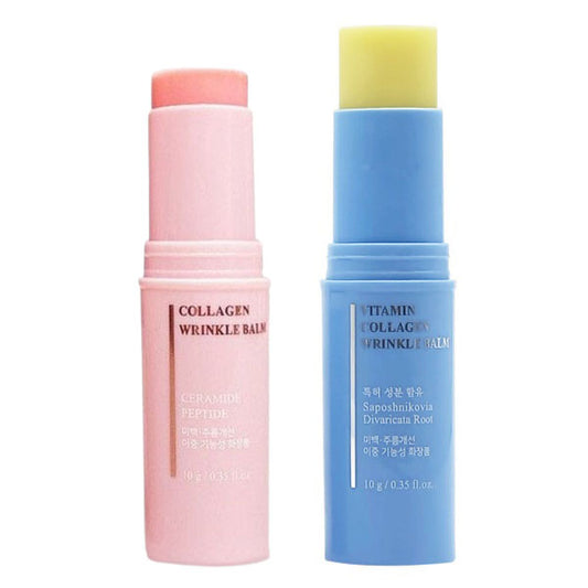 SET ELUJAI Collagen+Vitamin Wrinkles Balms 10g+10g Dry Skincare Moisture Anti Ageing Finelines Hyaluronic Acid Elasticity Whitening Soothing Ice Cooling Effects