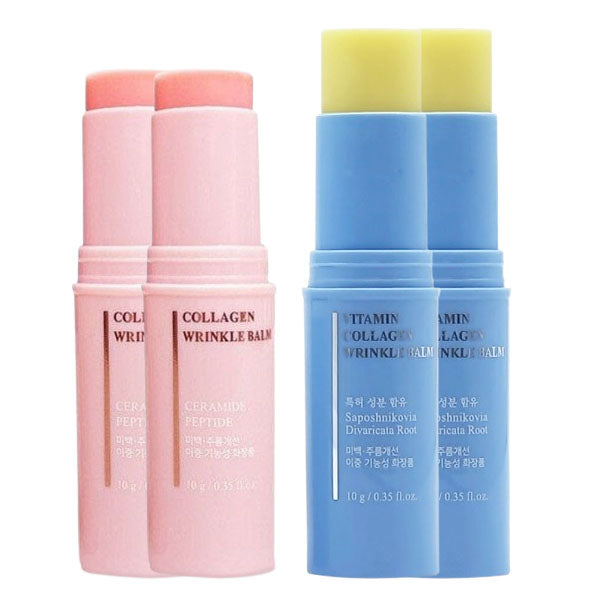 2 SETs ELUJAI Collagen+Vitamin Wrinkles Balms 10g+10g Dry Skincare Moisture Anti Ageing Finelines Hyaluronic Acid Elasticity Whitening Soothing Ice Cooling Effects