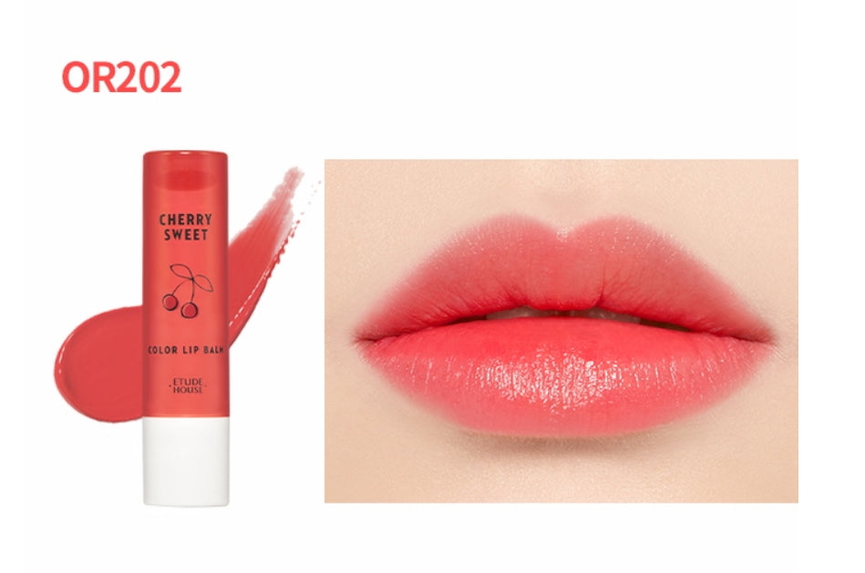 ETUDE Cherry Sweet Color Lip Balm OR202 Dry Color Lip Care Beauty Cosmetics