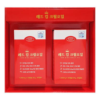 EVER GREEN Red King Krill Oil 1,000 mg x 30 capsules x 2EA Supplements