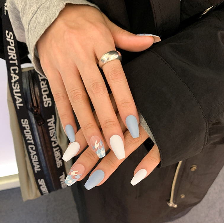 Finger Suit Cream Sky Nails 40pcs Hand Artificial Fake Long Pretty Nails Art Tips Beauty