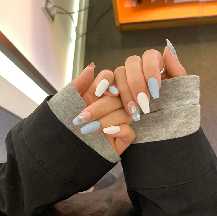 Finger Suit Cream Sky Nails 40pcs Hand Artificial Fake Long Pretty Nails Art Tips Beauty