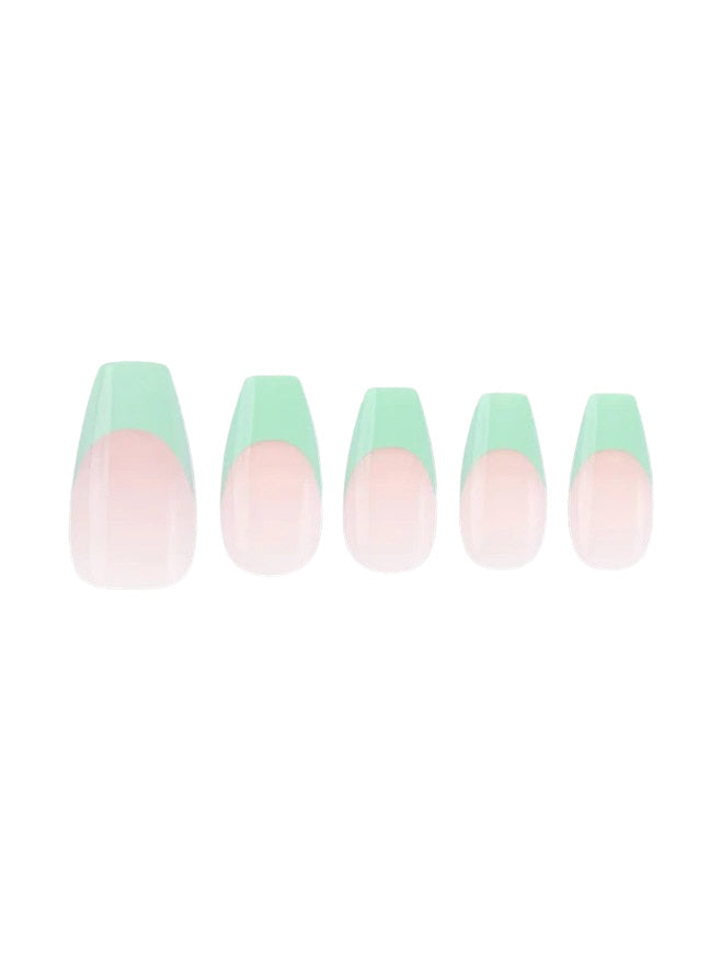 Finger Suit Mint French Nails 40pcs Hand Artificial Fake Long Pretty Nails Art Tips Beauty