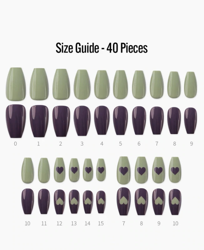 Finger Suit My Heart Nails 40pcs Hand Artificial Fake Nails Long Pretty Art Tips Beauty Coffin Shape Press On