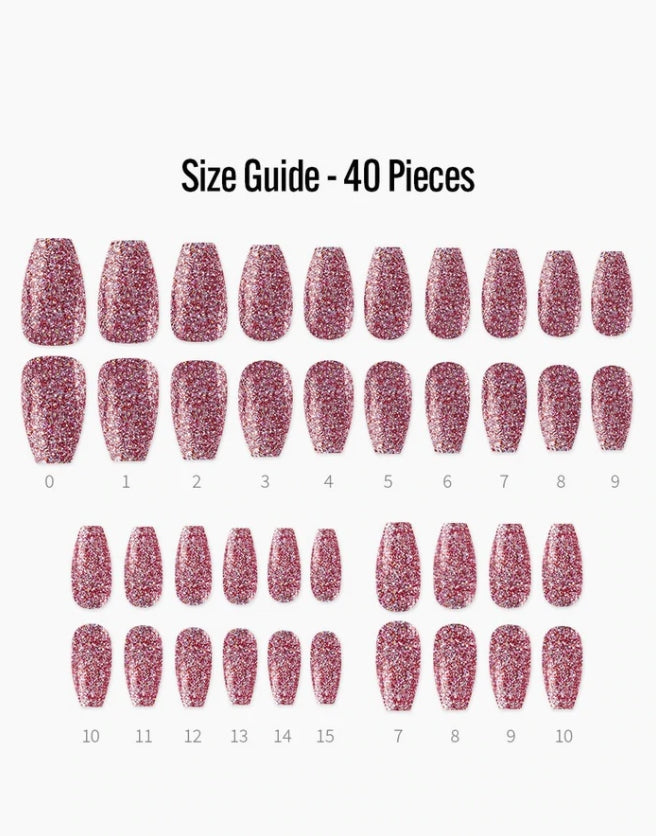 Finger Suit Rose Sprinkle Nails 40pcs Hand Artificial Fake Nails Long Pretty Art Tips Beauty Pink Coffin Shape Press On Gliter