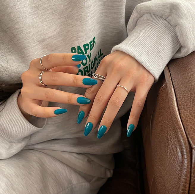 Finger Suit Syrup Turquoise Nails 40pcs Hand Artificial Fake Nails Long Pretty Home Art Tips Beauty Coffin Shape Press On