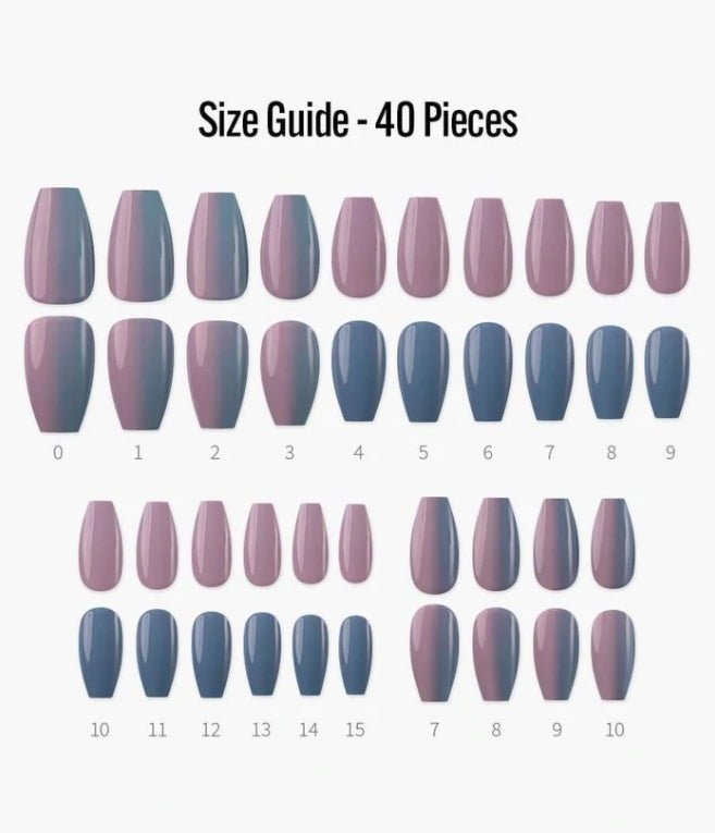 Finger Suit Up & Down Nails 40pcs Hand Artificial Fake Nails Long Pretty Art Tips Beauty Two Tone