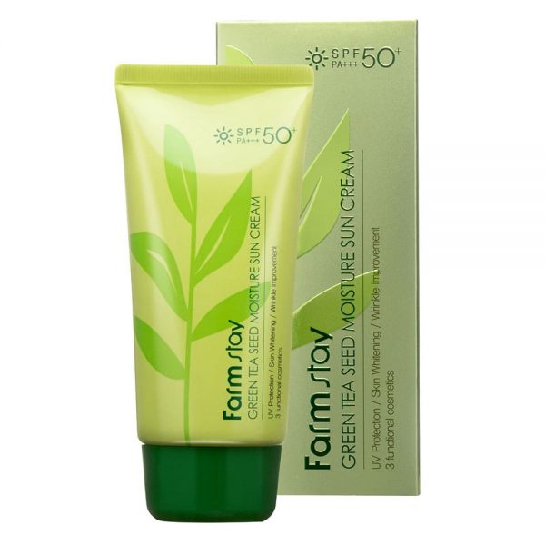 Farm Stay Green Tea Seed Moisture Sun Cream 70g Whitening Anti-Wrinkle Korean