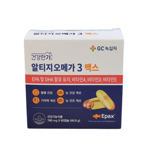 GC Green Cross rTG Omega3 Max 780mg 60 Capsules Health Supplements Gifts EPA DHA Vitamin A D E Blood Circulation Dry Eyes Memory Immunity