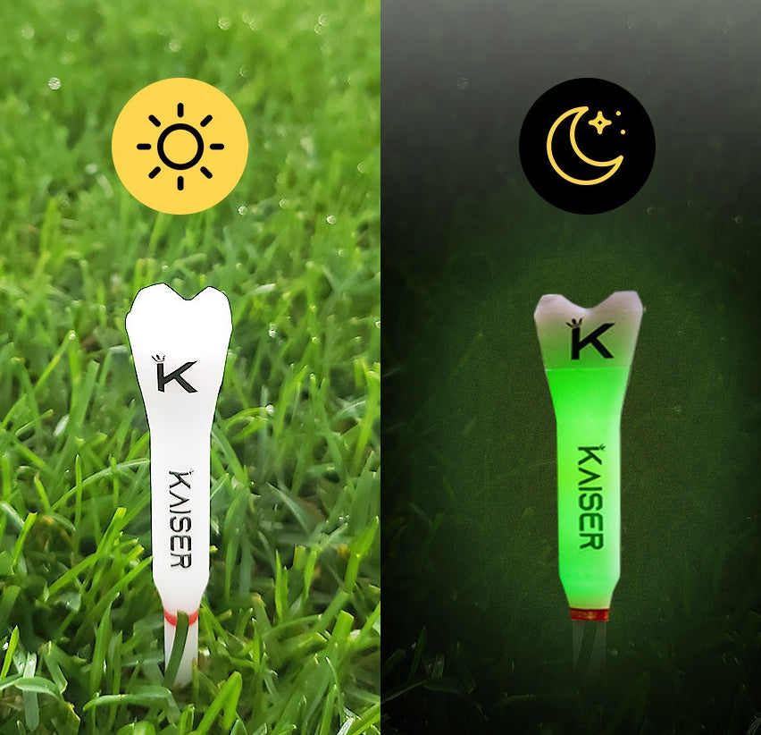 KAISER T4 Golf Tees Day Night Gifts Accessory Sets/ Long 4pcs+Short 3pcs/ distance increase luminous anti-slicing Height fix Holders Glow in Dark Light up Flashing Made in Korea