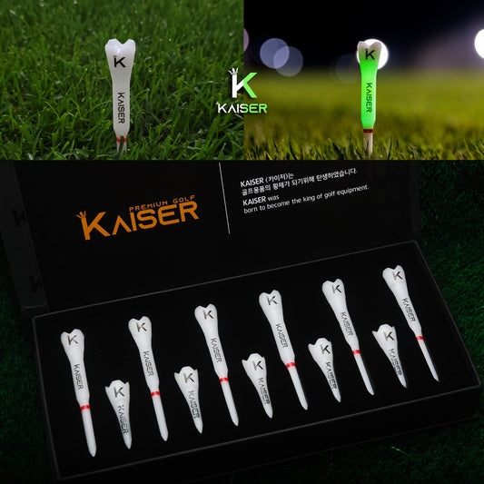 KAISER T6 Golf Tees Day Night Gifts Accessory Sets/ Long 6pcs+Short 5pcs/ distance increase luminous anti-slicing Height fix Holders Glow in Dark Light up Flashing Made in Korea