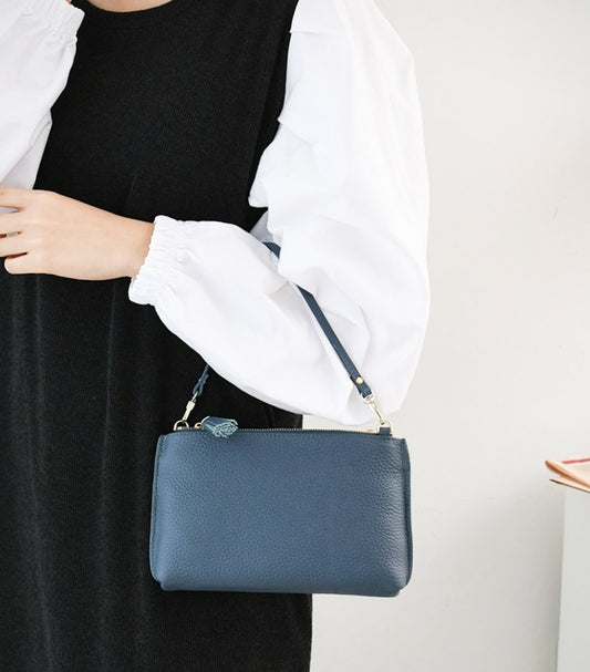 URBAN BROS COWHIDE WOMENS NAVY HANDBAGS Korean Fashion Cross Body