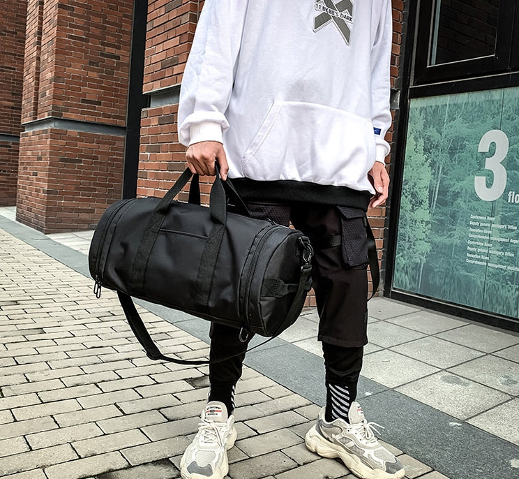 URBAN BROS Black ROLL BOSTON BAGS Korean Mens Womens Backpack Fashion