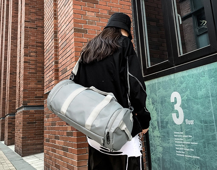 URBAN BROS Gray ROLL BOSTON BAGS Korean Mens Womens Backpack Fashion