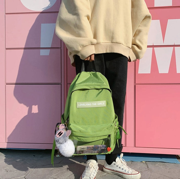 URBAN BROS Ribbon Green Backpack Korean Fashion Womens Best Bags Style