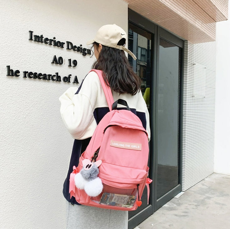 URBAN BROS Ribbon Pink Backpack Korean Fashion Womens Best Bags Style