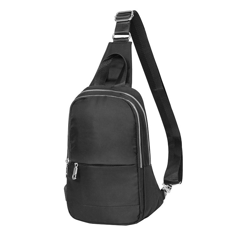 Black Travel Sling Bags Messengers Crossbody Picnic USB Charger Mens Womens Unisex Casual Fit for iPad Waterproof Casual Outdoor