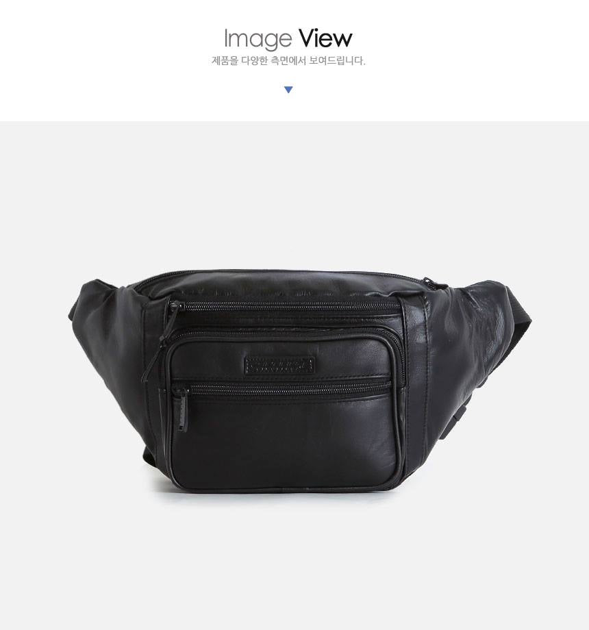 Black Genuine Cowhide Leather Sling Bags Messengers Travel Backpacks