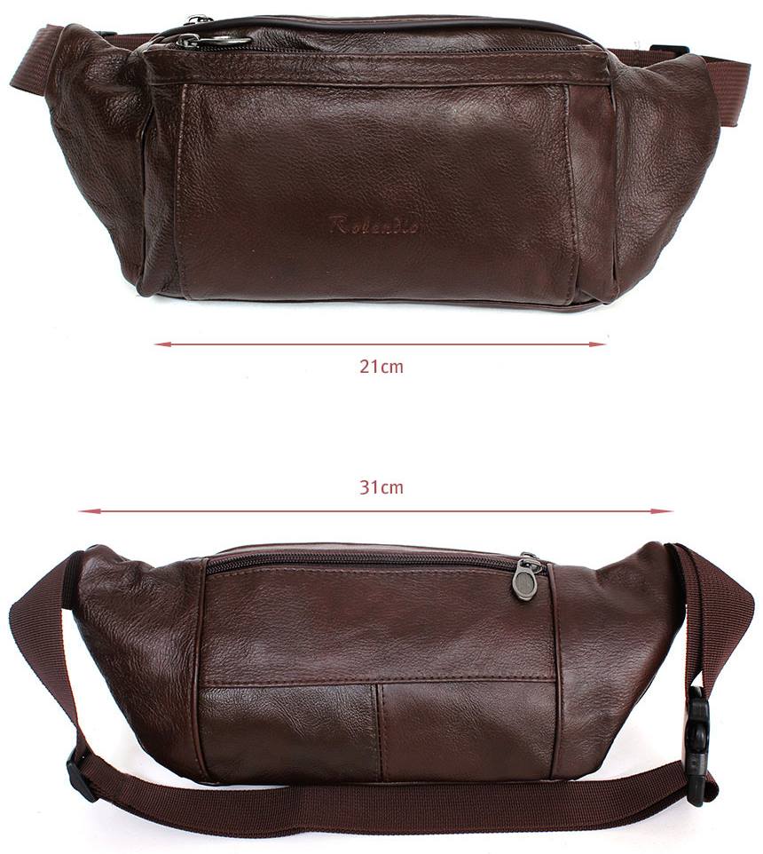 Brown Genuine Cowhide Leather Sling Bags Messengers Travel Waist pack