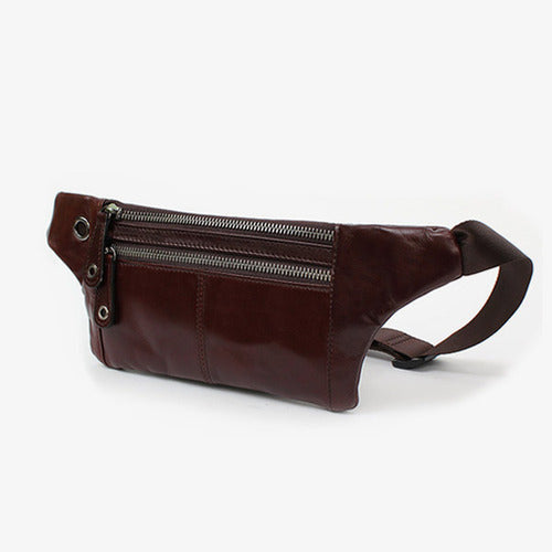 Brown Genuine Cowhide Leather Sling Bags Messengers Travel Backpacks