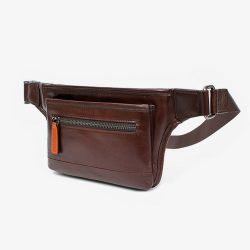 Brown Genuine Cowhide Leather Sling Bags Messengers Travel Backpacks