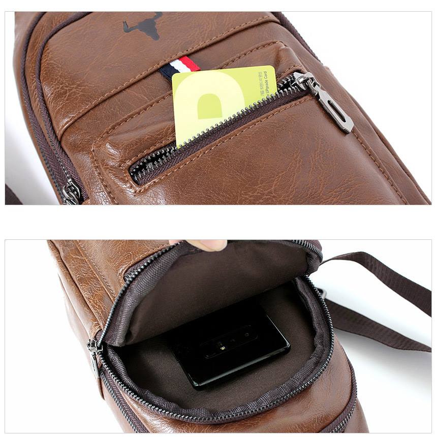 Synthetic Leather Sling Bags Messengers Travel Backpacks Mens